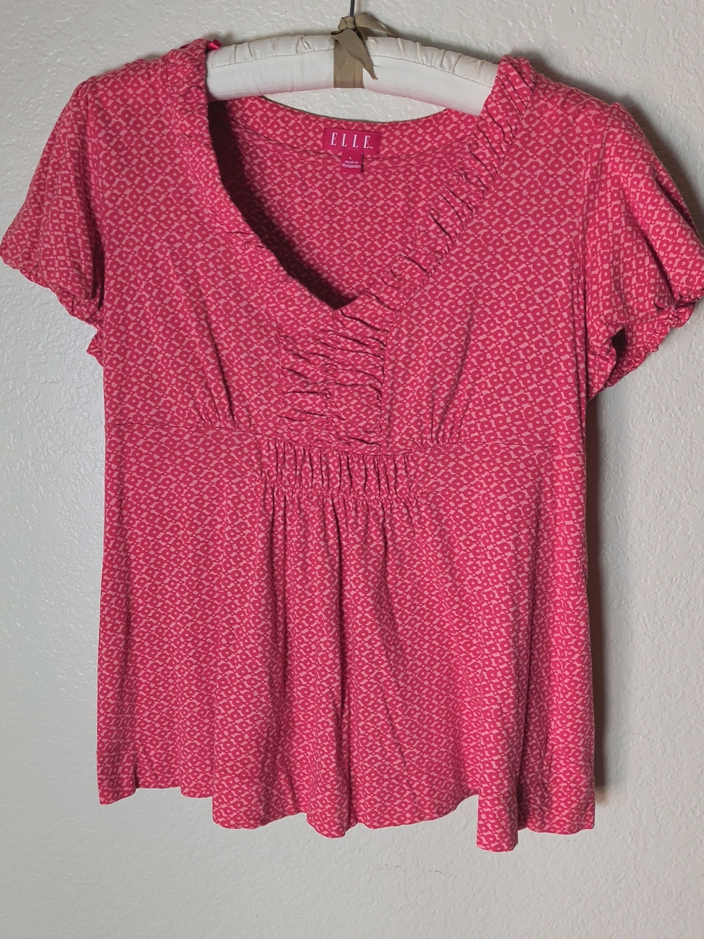 Elle Short Sleeve Ruffle V-Neck Blouse